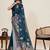 Teal ethnic motifs zari silk blend designer paithani saree