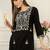 Black embroidered viscose rayon kurta trouser set