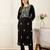 Black embroidered viscose rayon kurta trouser set