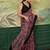 Maroon bandhani mirror work silk blend fusion saree