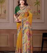 Mustard floral zari art silk designer banarasi saree