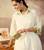 White embroidered cotton kurta trouser set
