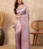 Lavender woven design zari  silk designer kanjeevaram saree