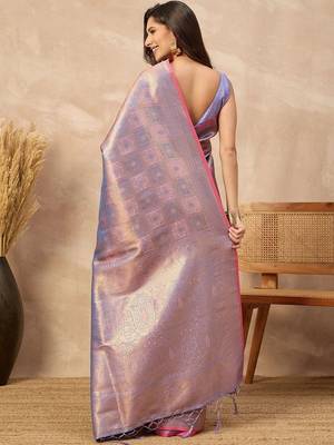 Lavender woven design zari  silk designer kanjeevaram saree 2
