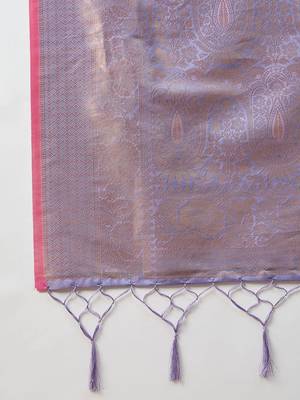 Lavender woven design zari  silk designer kanjeevaram saree 4