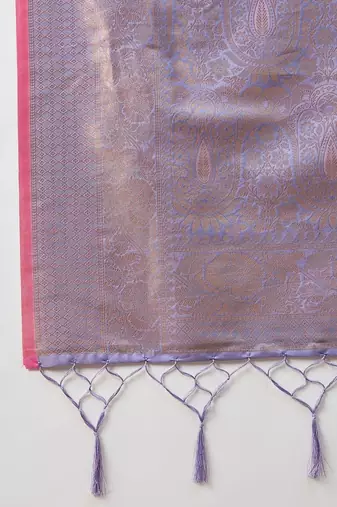 Lavender woven design zari  silk designer kanjeevaram saree