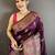 Purple ethnic motifs zari silk blend heavy work banarasi saree