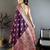 Purple ethnic motifs zari silk blend heavy work banarasi saree