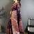 Purple ethnic motifs zari silk blend heavy work banarasi saree