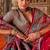 Red ethnic motifs zari silk blend heavy work saree