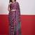 Burgundy ajrak block mirror work satin designer saree