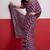 Burgundy ajrak block mirror work satin designer saree