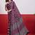 Burgundy ajrak block mirror work satin designer saree