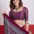 Burgundy ajrak block mirror work satin designer saree