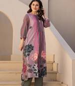 Multicolor printed cotton kurta trouser set