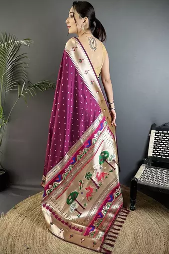 Burgundy zari silk blend designer kanjeevaram saree