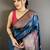 Teal ethnic motifs silk blend designer banarasi saree