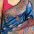 Teal ethnic motifs silk blend designer banarasi saree