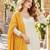 White&yellow georgette readymade suit with embroidery & sequence work