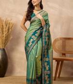 Green woven design zari art silk designer kanjeevaram saree