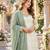 White&sea-green georgette readymade suit with embroidery & sequence work