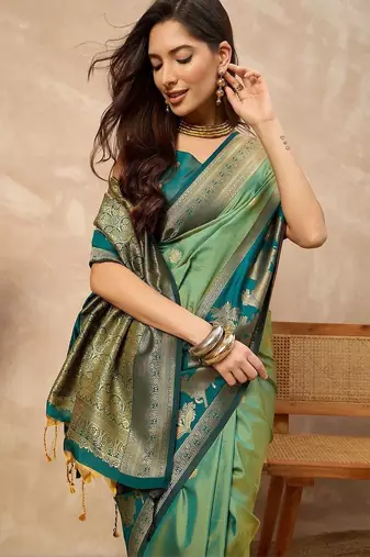 Green woven design zari art silk designer kanjeevaram saree