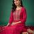 Pink printed silk kurta trouser set