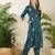 Teal printed cotton kurta trouser set