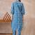 Blue printed cotton kurta trouser set