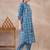 Blue printed cotton kurta trouser set