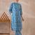 Blue printed cotton kurta trouser set