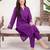 Purple printed silk kurta trouser set