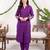 Purple printed silk kurta trouser set