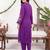 Purple printed silk kurta trouser set