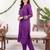 Purple printed silk kurta trouser set
