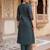 Teal printed cotton kurta trouser set