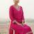 Pink embroidered viscose rayon kurta trouser set
