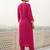 Pink embroidered viscose rayon kurta trouser set