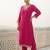 Pink embroidered viscose rayon kurta trouser set
