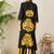 Black printed viscose rayon kurta trouser set