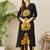 Black printed viscose rayon kurta trouser set