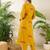 Yellow printed cotton kurta trouser set