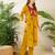 Yellow printed cotton kurta trouser set