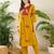 Yellow printed cotton kurta trouser set