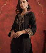 Black embroidered liva kurta trouser set