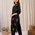 Black printed cotton kurta trouser set