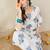 White printed cotton kurta trouser set