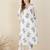 White printed cotton kurta trouser set