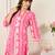Pink printed cotton kurta trouser set