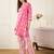 Pink printed cotton kurta trouser set